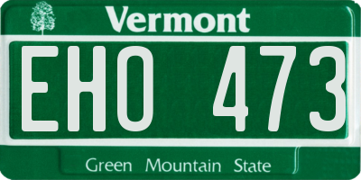 VT license plate EHO473