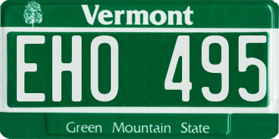 VT license plate EHO495