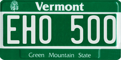 VT license plate EHO500