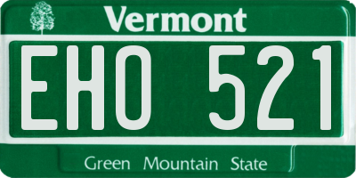 VT license plate EHO521