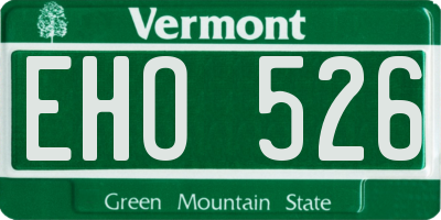 VT license plate EHO526