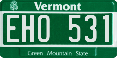 VT license plate EHO531