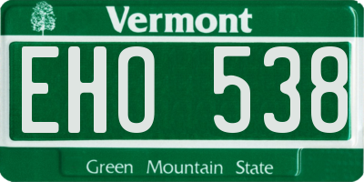 VT license plate EHO538