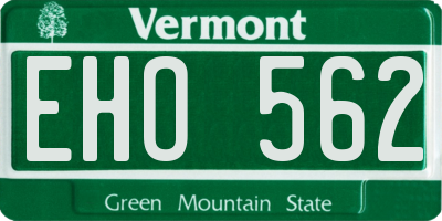 VT license plate EHO562