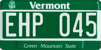 VT license plate EHP045