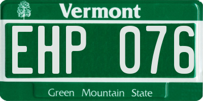 VT license plate EHP076