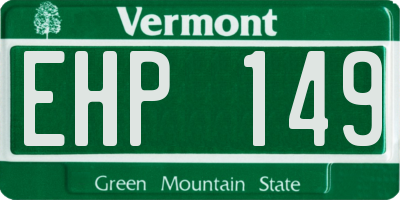 VT license plate EHP149
