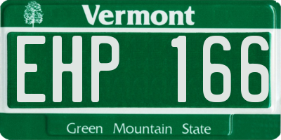 VT license plate EHP166