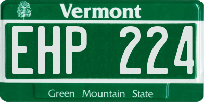 VT license plate EHP224