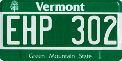 VT license plate EHP302