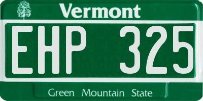 VT license plate EHP325