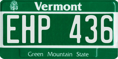 VT license plate EHP436