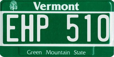 VT license plate EHP510