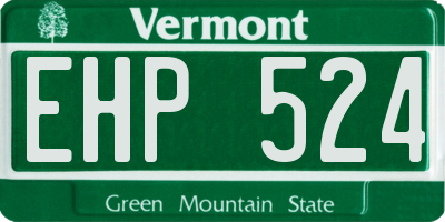 VT license plate EHP524