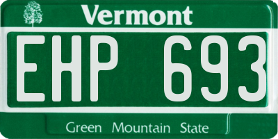 VT license plate EHP693
