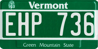VT license plate EHP736