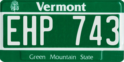 VT license plate EHP743