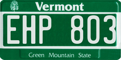 VT license plate EHP803