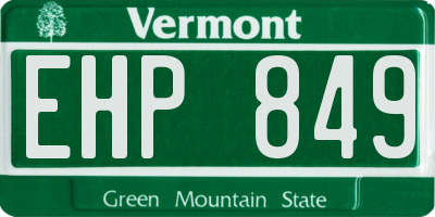 VT license plate EHP849