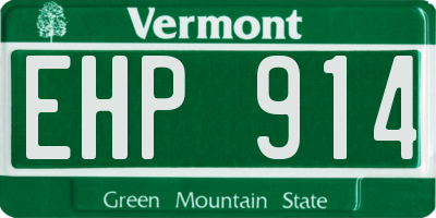 VT license plate EHP914
