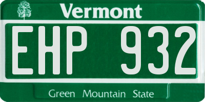 VT license plate EHP932