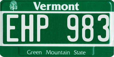 VT license plate EHP983
