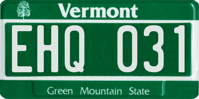 VT license plate EHQ031