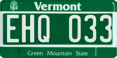 VT license plate EHQ033