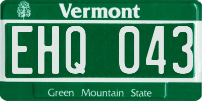VT license plate EHQ043