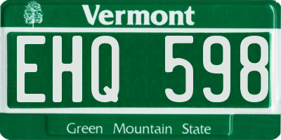VT license plate EHQ598