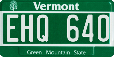 VT license plate EHQ640