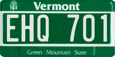 VT license plate EHQ701
