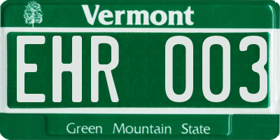 VT license plate EHR003