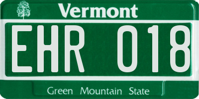 VT license plate EHR018