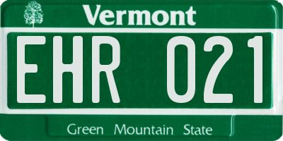 VT license plate EHR021