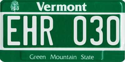 VT license plate EHR030