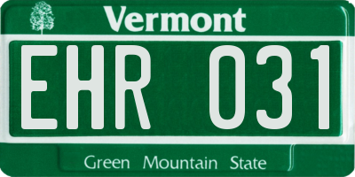 VT license plate EHR031