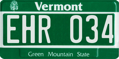 VT license plate EHR034