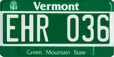 VT license plate EHR036