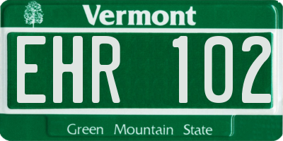VT license plate EHR102