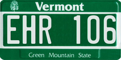 VT license plate EHR106
