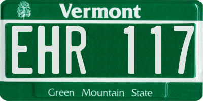 VT license plate EHR117
