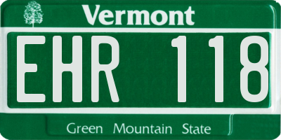 VT license plate EHR118