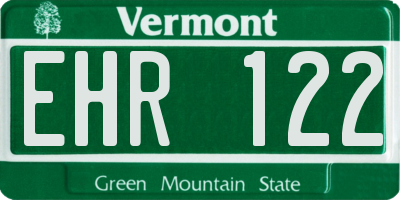 VT license plate EHR122