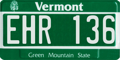VT license plate EHR136