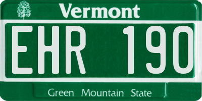 VT license plate EHR190