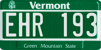 VT license plate EHR193