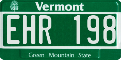 VT license plate EHR198