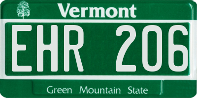 VT license plate EHR206