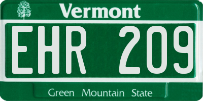 VT license plate EHR209